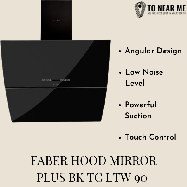 Faber Hood Mirror Plus BK TC LTW 90 Wall Mounted Chimney(Black 1000 CMH)